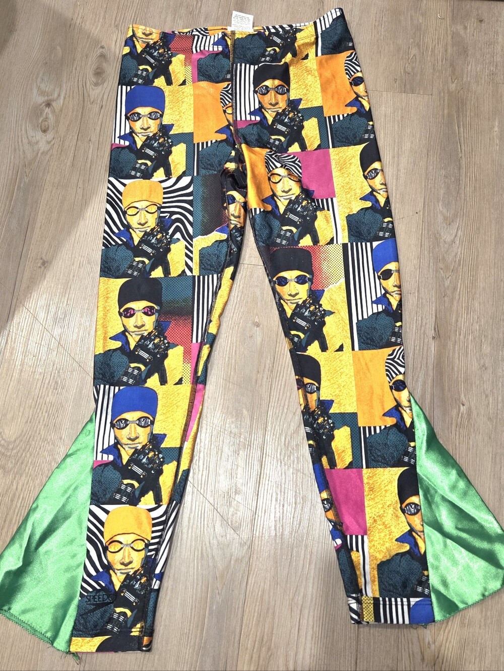 VTG 90s Speedo Authentic Fitness Pop Art Swimmer Flared Pants Geometric XL